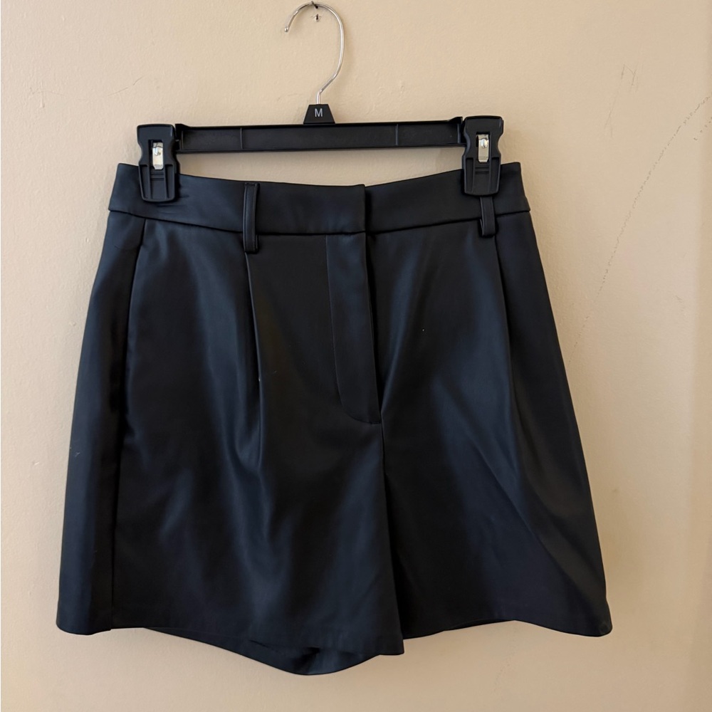 Express Black High-Waist Faux Leather Tailored Women’s Shorts